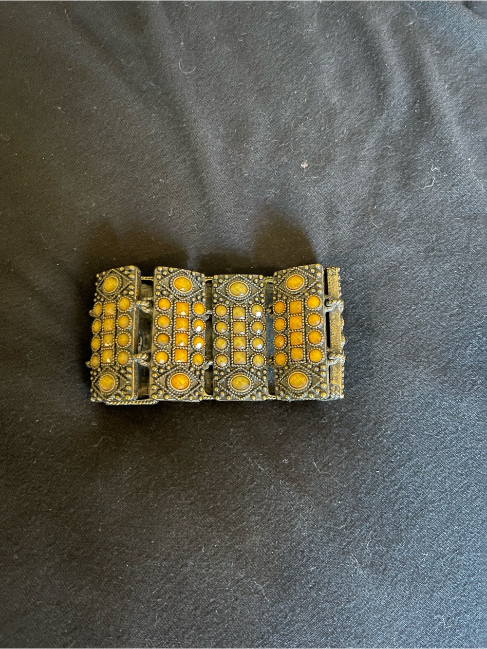 Lia Sophia Yellow Stone Stretch Bracelet with Antique Metal Accents
